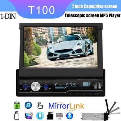 T100/T100C 1 DIN 7'' Bluetooth Auto Radio Player Multimedia pentru Auto Universal Dual USB Ecran Retractabil Manual FM MP5 player