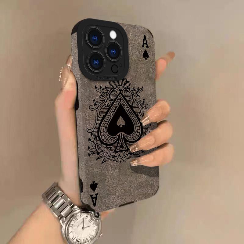 Spade A Lambskin Leather Phone Case For iPhone 17 Pro Max Air 16 16e 15 14 13 12 11 Pro Max Plus X XS MAX XR Back Cover