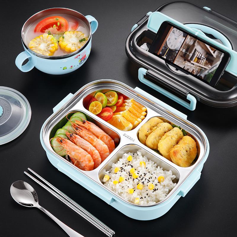 304 Stainless Steel Insulated Bento Lunch Box, Microwaveable & Compartmentalized for Students & Office Workers
