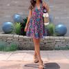 A Short-sleeved Dress with Printed and Floral Patterns for Spring and Summer Women's Wear