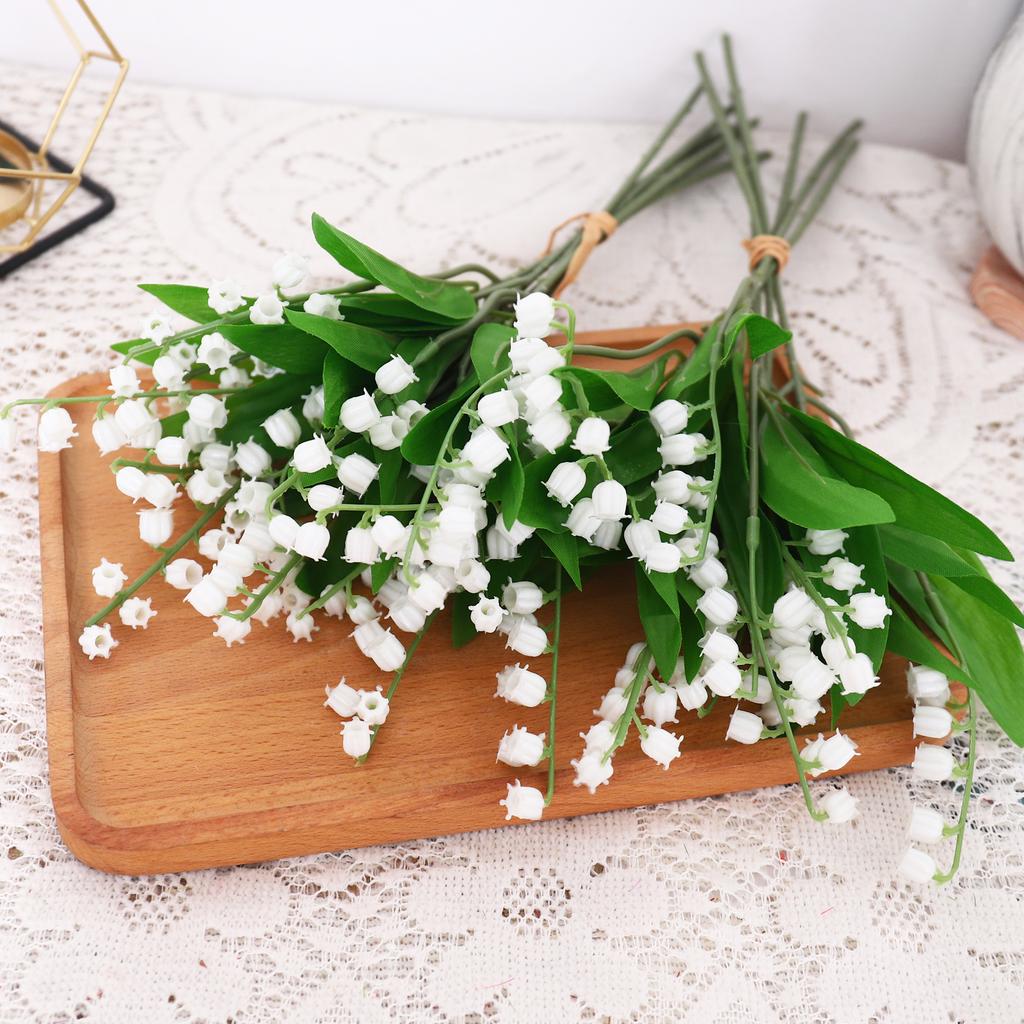 Lily of The Valley Plastic Flowers Wedding Bouquet Garden Artificial Bellflower Home Vase Table Party DIY Room Decor Arrangement