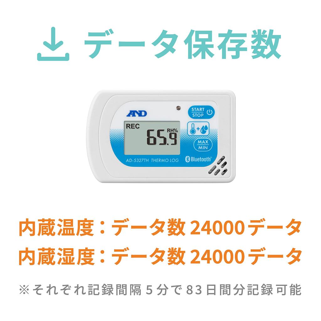 BLE Temperature and Humidity Data Logger White A&D Sa-molog AD-5327TH