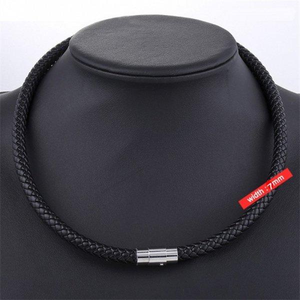 

Punk Men s Leather Braided Rope Chain Necklace Men Women Stainless Steel Magnetic Clasp Choker Chain Collar Male Jewelry Gift