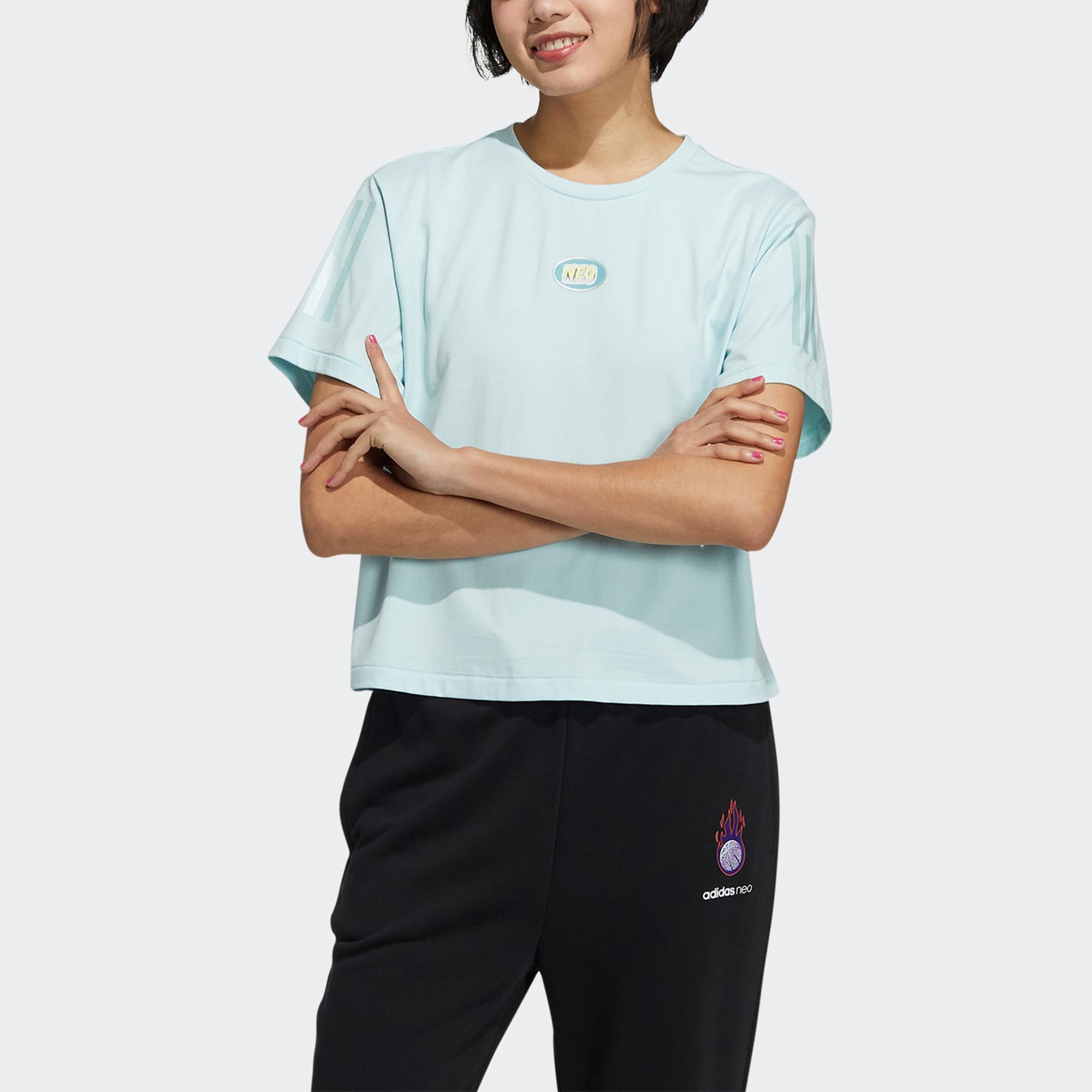 Adidas Neo Повседневная Спортивная Дышащая Прямая Футболка Женские Топы H16267 XL — фото 2