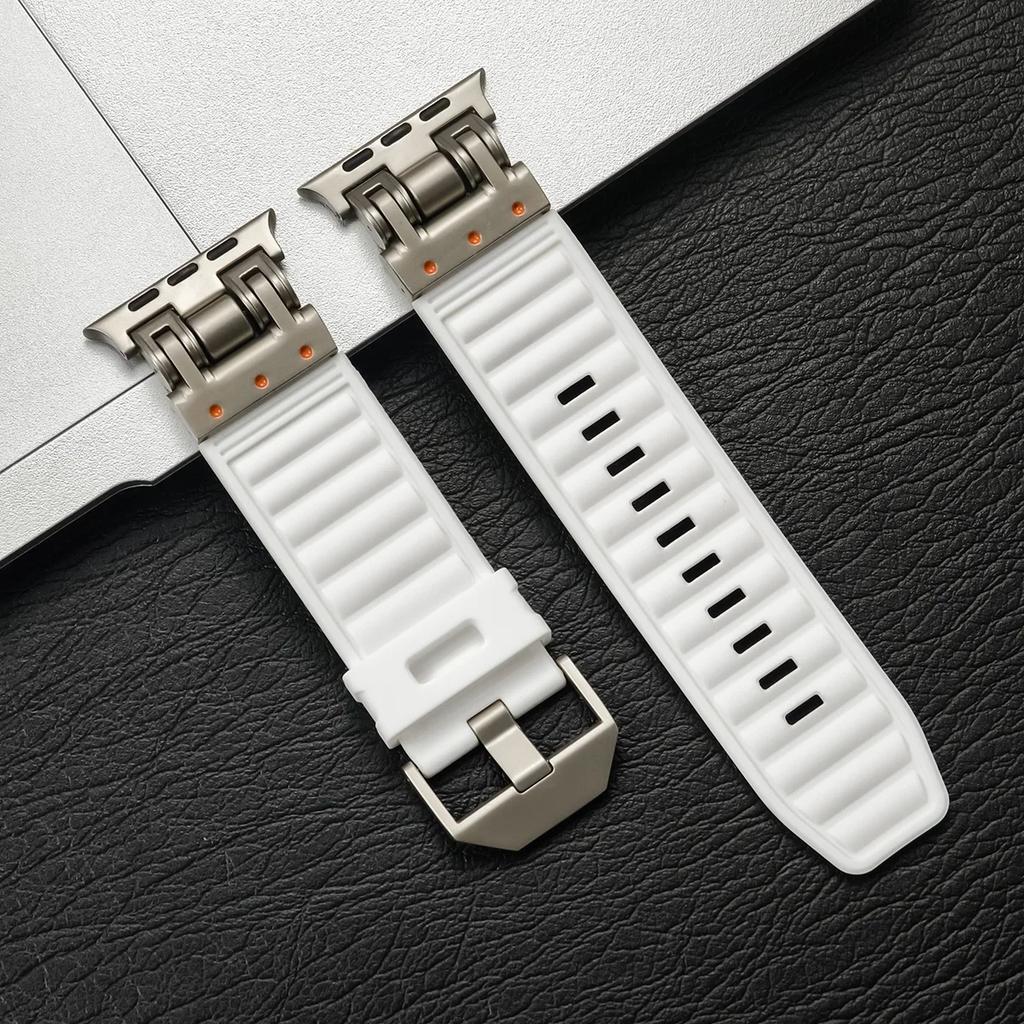 Designer Sports Silicone Band for Apple Watch Strap 49mm 45mm 44mm 42mm for Iwatch Series 9 8 7 6 5 4 Se 3 Ultra 2 Men Bracelet