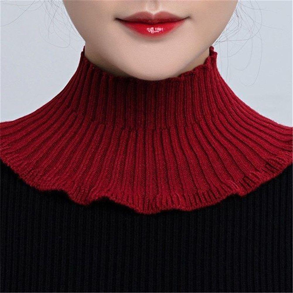 Women Windproof Detachable Warm Neck Guard Knitted Fake Collar Turtleneck Scarf