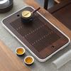 Dual Purpose Bamboo Tea Tray with Drain Water Storage Quick Drainage Filter Tea Serving Tray Vintage Removable