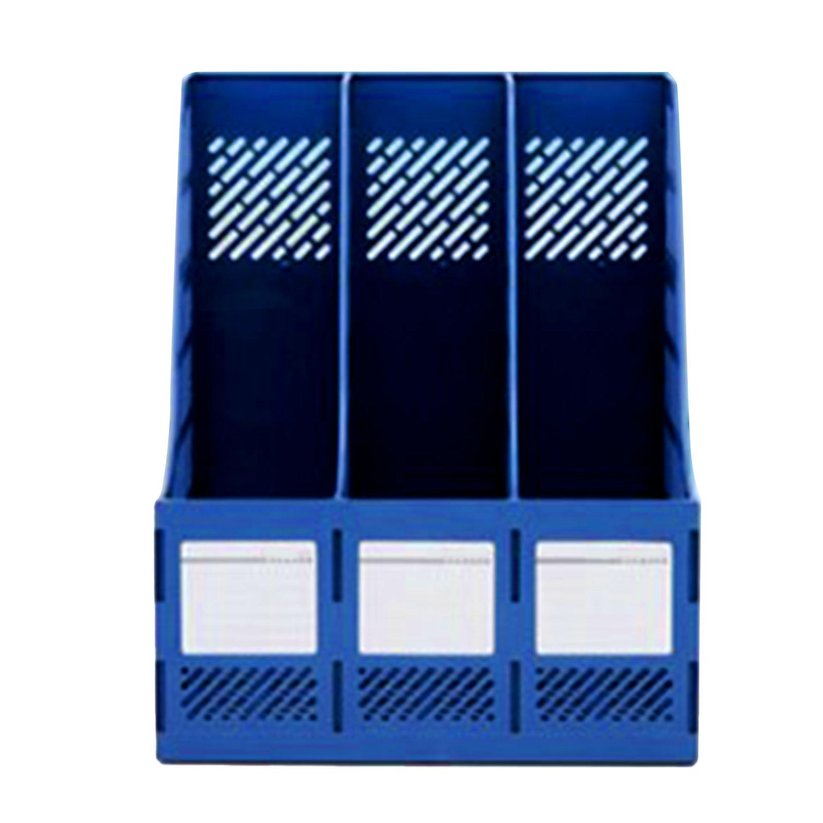 

Настольный органайзер, держатель для файлов, подставка для книг, 3 отделения, пластик, синий, для хранения на столе