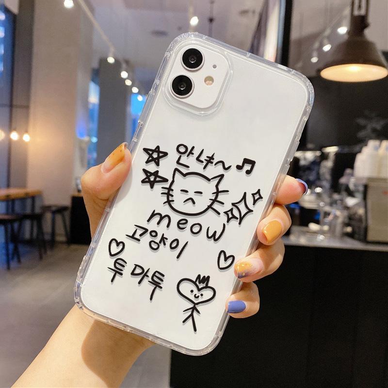Transparent Cute Cat Phone Case For iPhone 17 Pro Fundas iPhone 16 Pro Max 11 13 15 14 12 Air 17promax Shockproof Silicone Cover