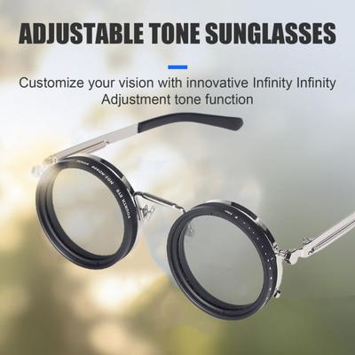 Rounded Polarized Glasses 45669 Gears Adjustable Sunglasses with ND Filter for Sun Blue