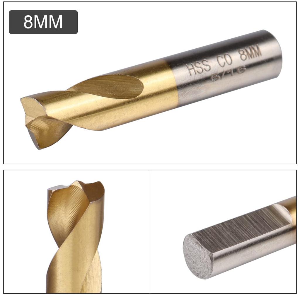 5/3pcs Cobalt Spot Weld Drill Bit Set Kit 6.5/8/10mm Titanium Coated High Speed Cobalt Steel Weld Cutter Drill Bit Weld Removal