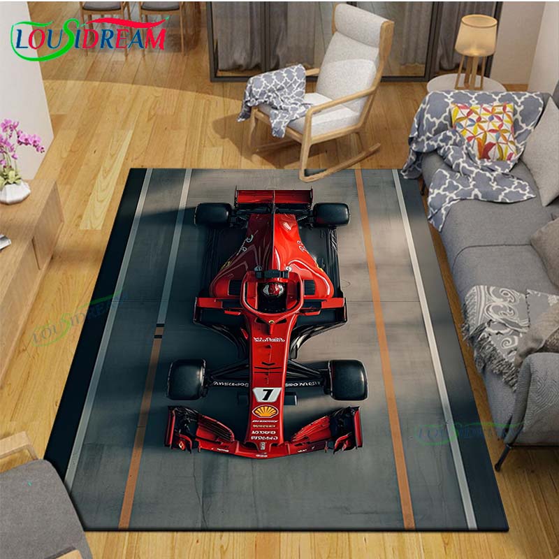 2026 Hot Fashion Racing Car Print Flannel Carpet Outdoor Rug Area Rug Non-slip Carpet Bedroom Decor Carpet for Kids Luxury Gift