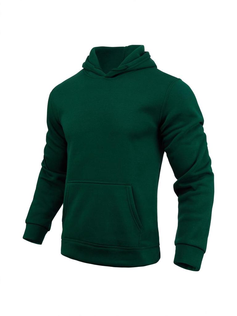 Unisex European & American Style Fleece Hoodies: Solid Color, Long-Sleeve, Sports Casual, Hooded Pullover Sweatshirts
