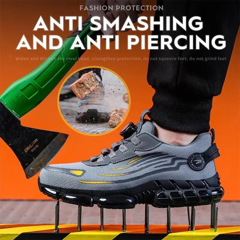 New Work Safety Shoes 36-48 Size For Women MenMens Steel Toe Athletic Shoes WaterproofLightweight Breathable Antiskid Boots Men Work