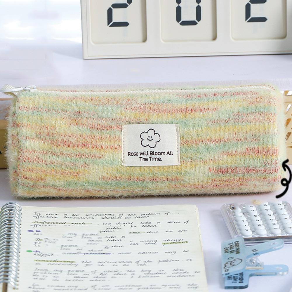 

Canvas Plaid Cosmetic Storage Bag Scratch-proof Pen Bag Woven Pencil Case Student Supplies