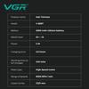 VGR High-end Electric Hair Clipper 9000 RPM Professional Grade Hair Trimmer Gradient Color Metal Body Carving Push Shear with Digital Display V-889T