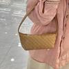 Cross-border cowhide hand-woven mini zipper bento bag niche portable lunch box bag versatile single shoulder underarm women's bag