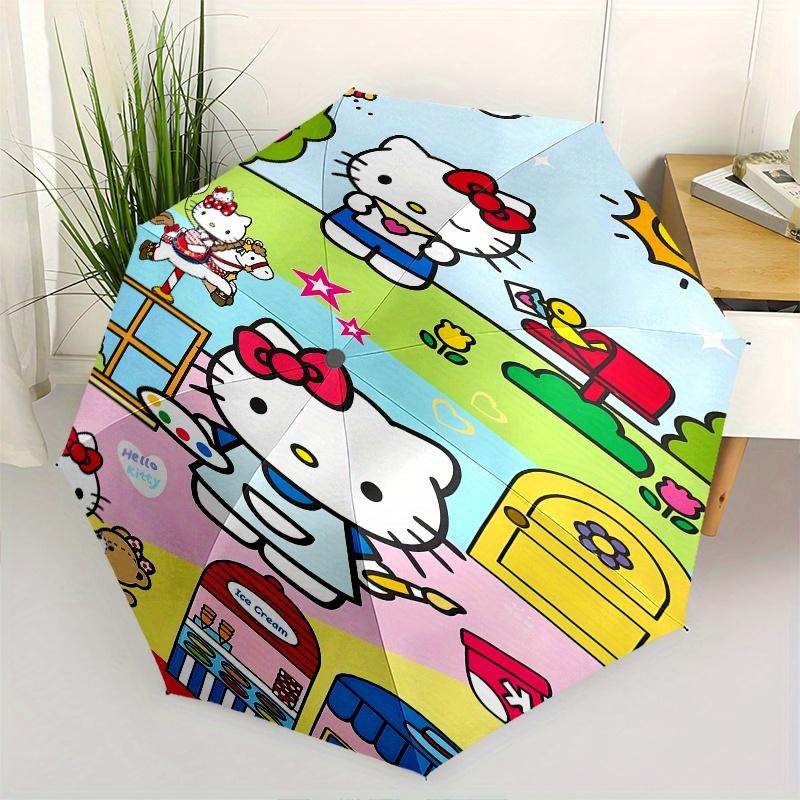 

Hello Kitty,Painting Automatic Folding Umbrella-Simple 8-Rib Design, Bright Cartoon Pattern, Durable Iron Frame, Suitable For Travel, Outdoo