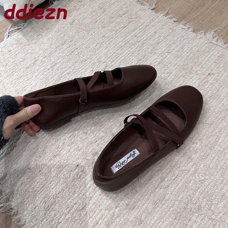Fashion Soft Fashion Round Toe Ladies Mary Janes Flats Shoes 2025 New Female Slip On Footwear Shallow Women Ballet Flats Dance Shoes