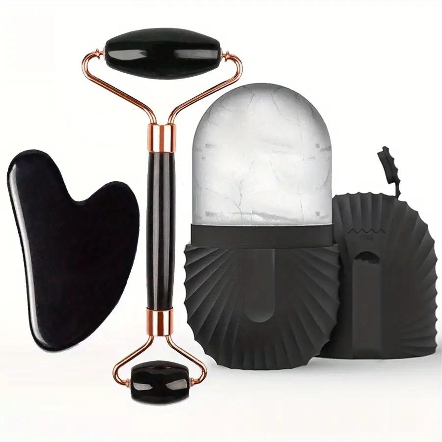 3in 1 Ice Face Roller Facial Care Ice Roller Set, Facial Roller Gua Sha Facial Tool Set Reusable and Leakproof