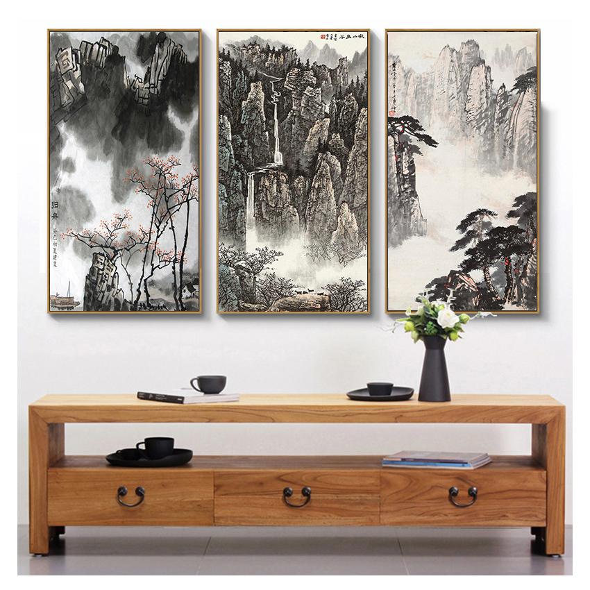 Classic Chinese Ink painting Landscapes Large Size Wall Picture For Living Room Home Decor-7 Huge Size Canvas Print Painting,
