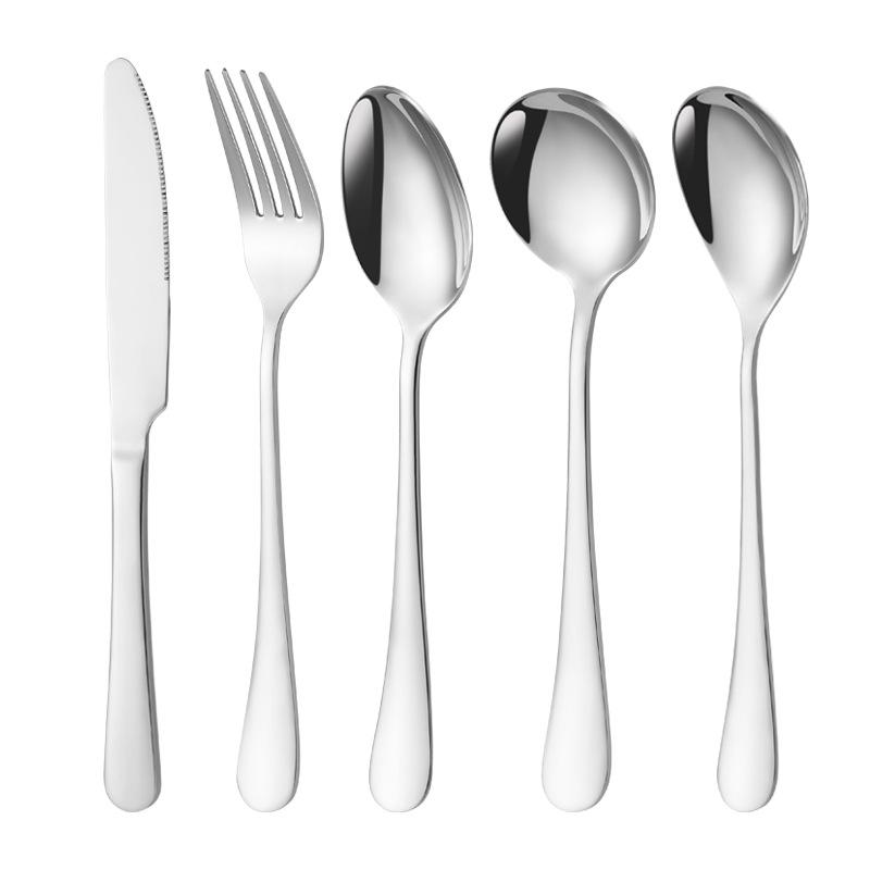 304 Stainless Steel Knife and Fork Spoon Thickened Tableware Dessert Round Spoon Pointed Spoon Western Food Steak Knife and Fork