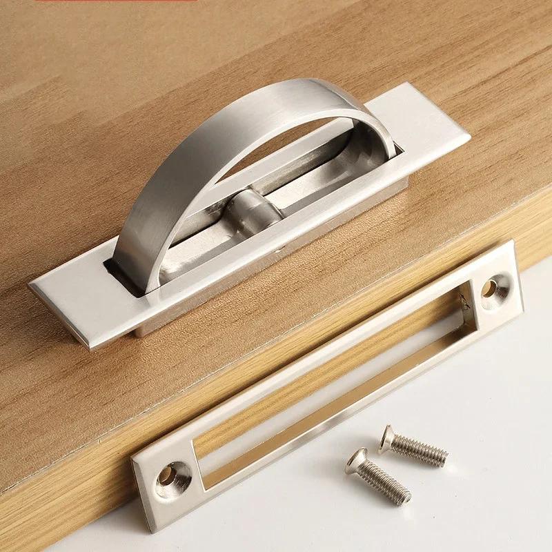 Tatami Versteckte Türgriffe, Zinklegierung, versenkte, bündige Zugabdeckung, Bodenschrankgriff, helles Chrom, dunkle Möbelbeschläge
