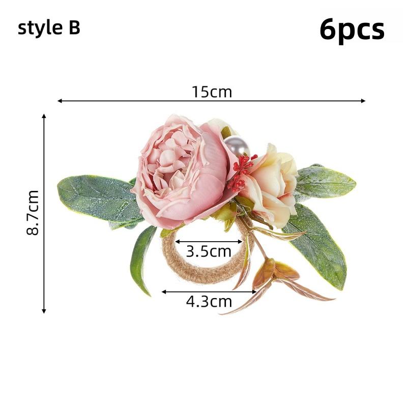 Flower Napkin Rings Rustic Napkin Rings Table Decor Western Napkin Ring Holder Rose Serviette Buckles for Wedding Party Banquet