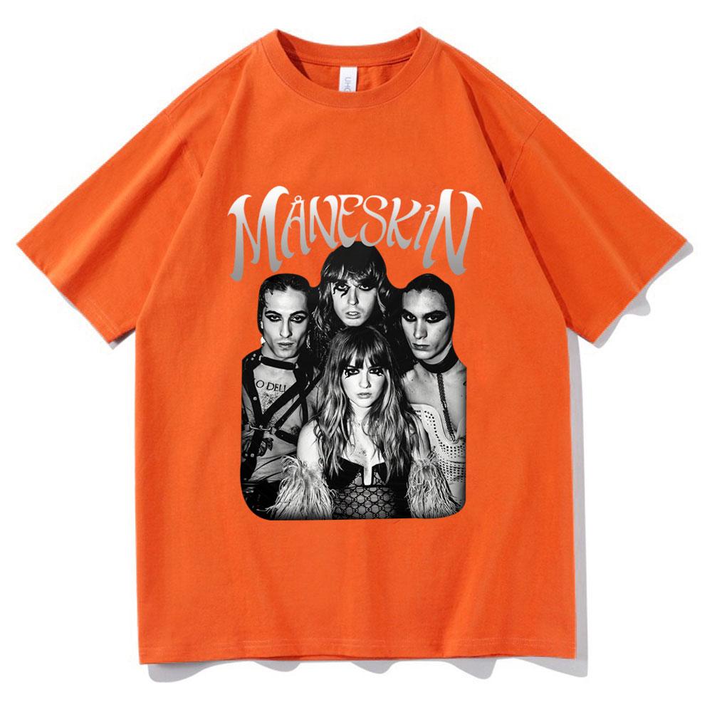 

Italian Rock Band Maneskin World Tour T-shirt Fashion Gothic Retro Men Women Loose Short Sleeve Casual T Shirts S