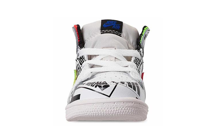 Kids' Sneakers Nike Jordan 1 Mid All Over Logos (TD) White/Racer Blue-Black-Cyber-Infrared 23-Sail