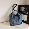 Leopard Print Tote Bag Women's Large Capacity Denim Shoulder Bag Commuter Underarm Bag