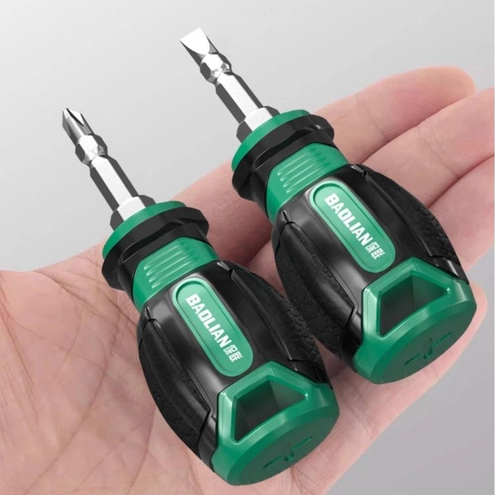 Dual Purpose Short Handle Screwdriver Rust-proof Screwdriver Head Portable Mini Screwdriver