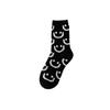 Women's Mid-Tube Japanese Cartoon Cute Black & White Smiley Face Socks, Trendy Korean Style, Perfect for Sports & Students.
