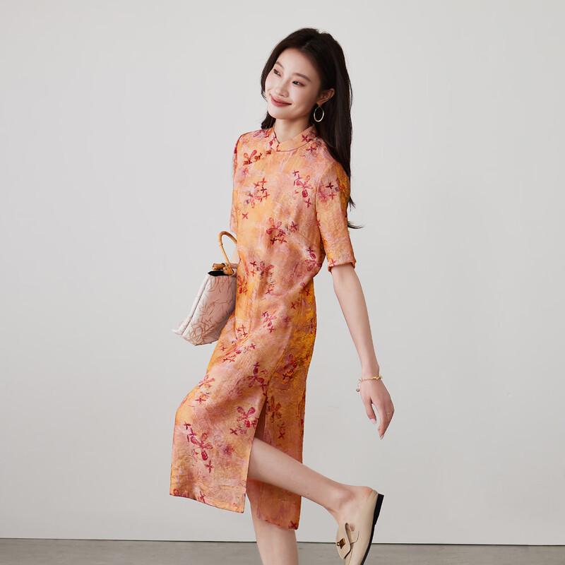 

New Chinese Style Retro Print Straight Dress L
