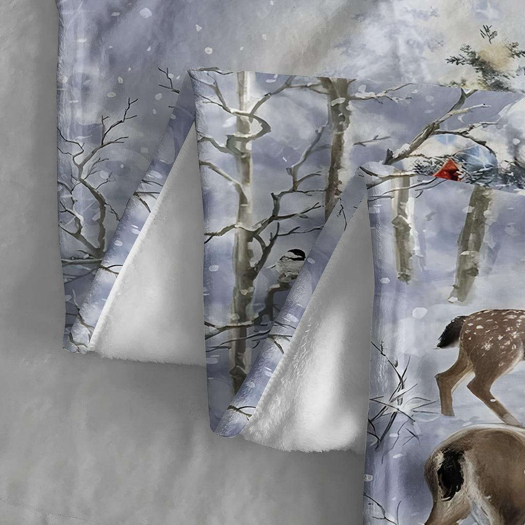 Ganzjahres-Ultra-Weiche Flanelldecke mit HD-Druck - Weihnachts-Elch-Design für Sofa, Schlafzimmer und Geschenke