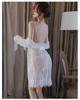 Babydoll Nightgown Sexy Popular Slip Mesh Lace Lingerie Summer [Pure Seek] Women's See-Through (White)