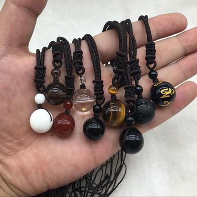 Collar con colgante de ojo de tigre de obsidiana natural y piedra arenisca azul - Regalo unisex para parejas