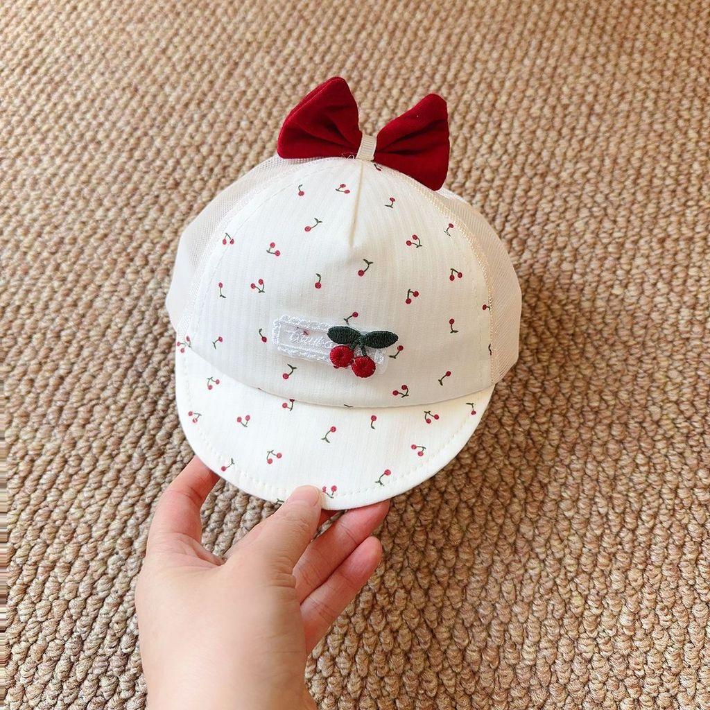 

Baby Girl Boy Summer Cotton Sun Hat With Cherry Heart Dots For Newborns Cherry Red