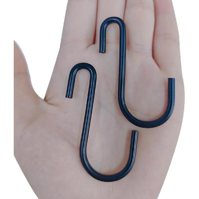 30 Pcs 2.4 Inch(60MM) Heavy Duty S-Shaped Hooks - Black S Hooks for Hanging, Wall, Curtain, Siding, Pot, Shower, Kitchen, Plants, Towels