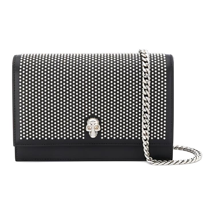 

Alexander McQueen Silver Studded Skull Leather Shoulder Bag Women shoulder bag Black 613088-1HUMI-1000 Basic Set (Bag+Dust Bag)