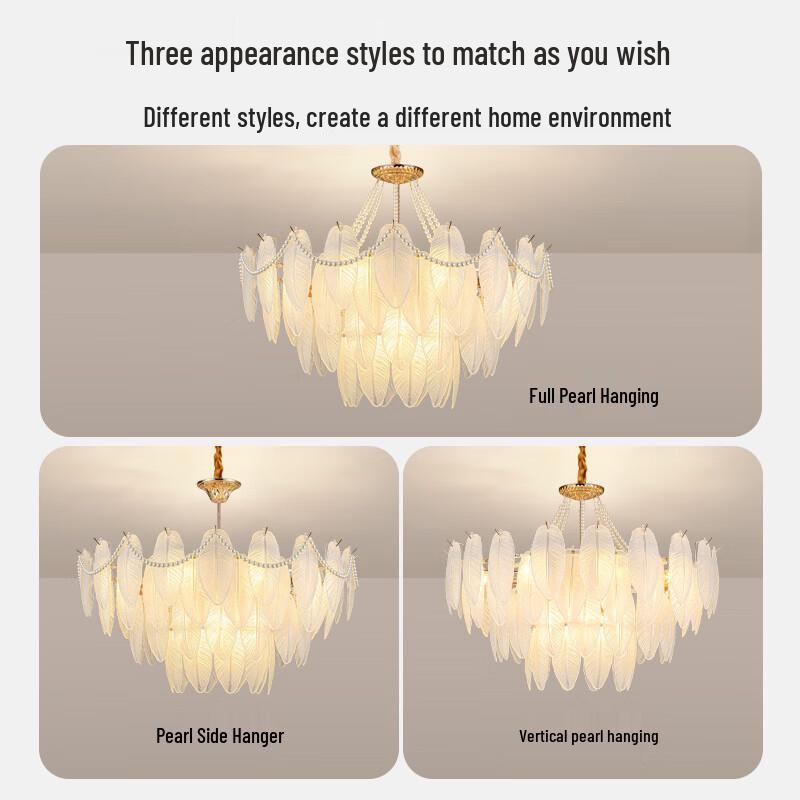 Oeny Feather Glass Bedroom Chandelier