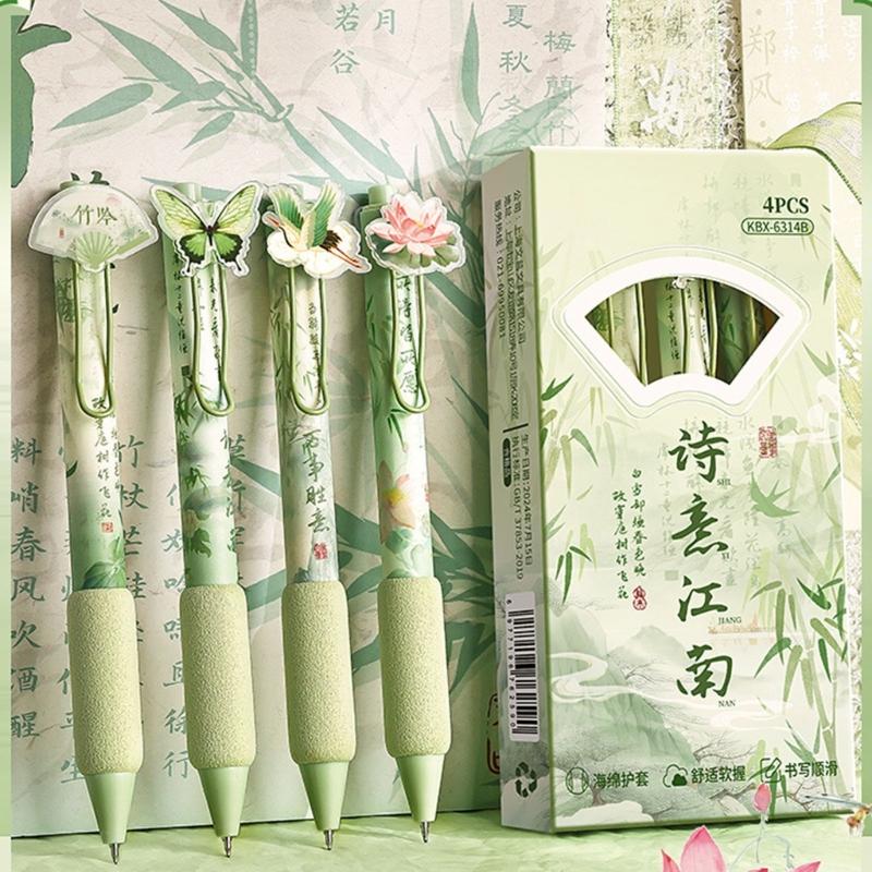 Elegant Floral Patterned Gel Pen With Ergonomic Handle Non Toxic Ink For Students Professional Daily Use Friendly Stationerys