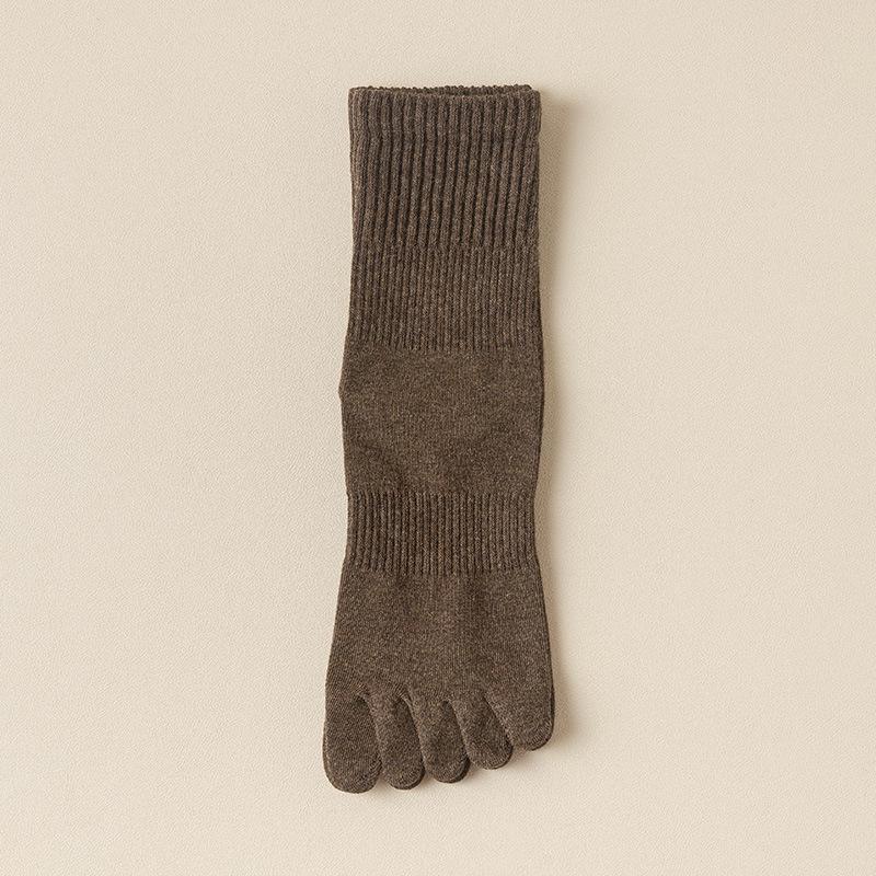 Meias de Dedos Femininas Antibacterianas de Alta Elasticidade Color-Spun até Meia Panturrilha com Costura Sem Osso