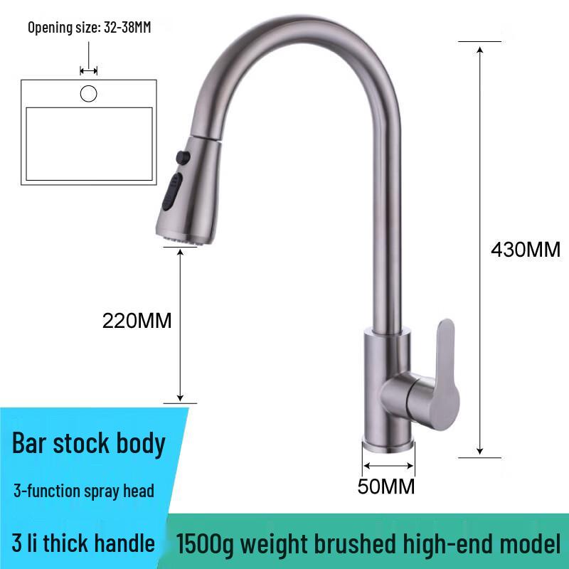 TLXT Kitchen 304 Stainless Steel Pull-Out Sink Faucet