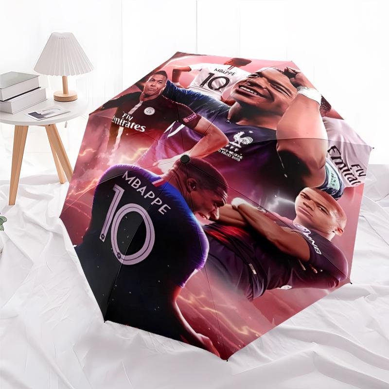 Printed Kylian Mbappé Printed Folding Umbrella,Outdoor,Leisure,And Travel Umbrella,Durable Umbrella Fabric,Birthday And Holiday Gift