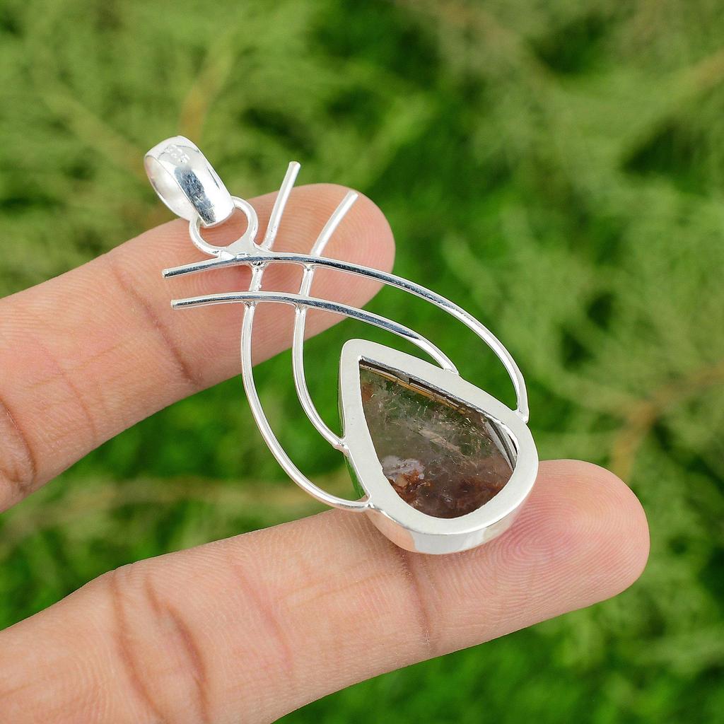 Daughters Day Deal Natural Garden Quartz 925 Sterling Silver Bezel New Pendant