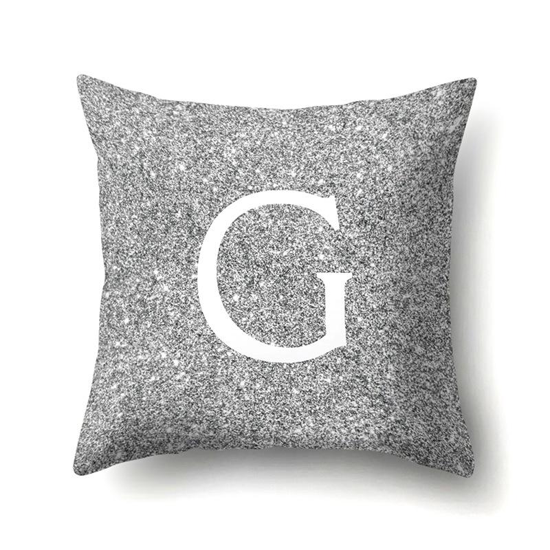 Polyester Pillowcase Home Decoration Gray Bottom Pillowcase 26 English Letter Cushion Cover