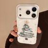 Embossed Glitter Christmas Tree Graffiti Drop-proof Phone Case for iPhone 12, 14, 15, 16, 17 Pro Max