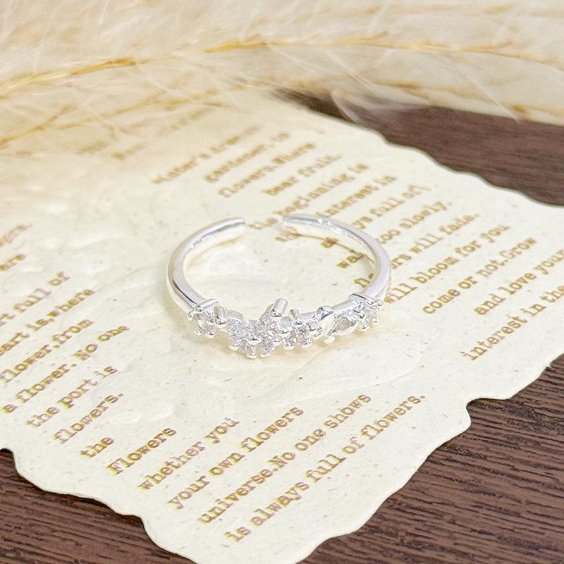 Light Luxury Zircon Small Diamond Open Thin Ring Women'S Simple Niche Design Sense Cold Wind Girlfriend Index Finger Ring