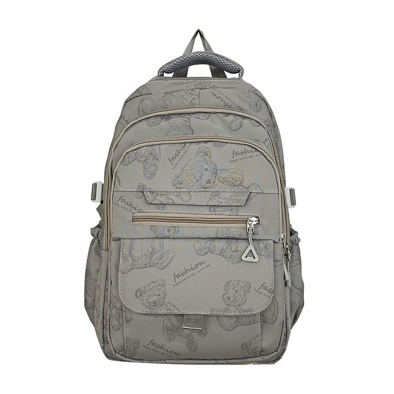School bag girls junior high school print bear design backpack 2025 new outdoor sports backpack fashion travel bag